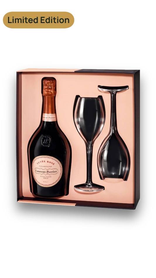Laurent Perrier Cuvée Rosé Champagner Geschenkset mit 2 Gläsern 12% vol. 0,75l