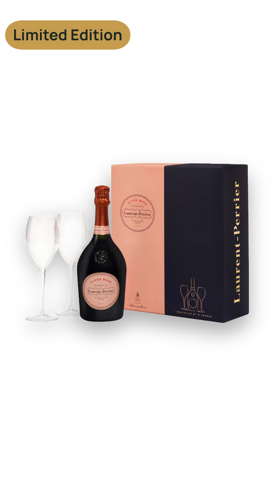 Laurent Perrier Cuvée Rosé Champagner Geschenkset mit 2 Gläsern 12% vol. 0,75l